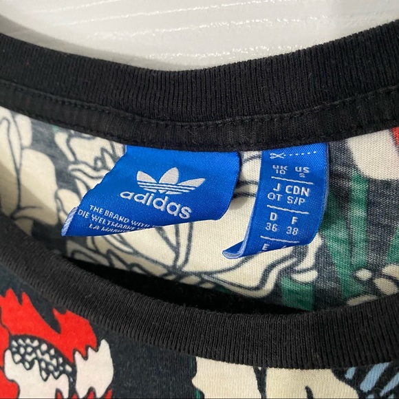 Adidas Trefoil Tee in Black/Multi Floral Print - Picture 9 of 9